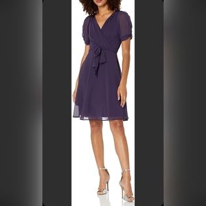 DKNY Women's Knot Sleeve Fit and Flare Dress